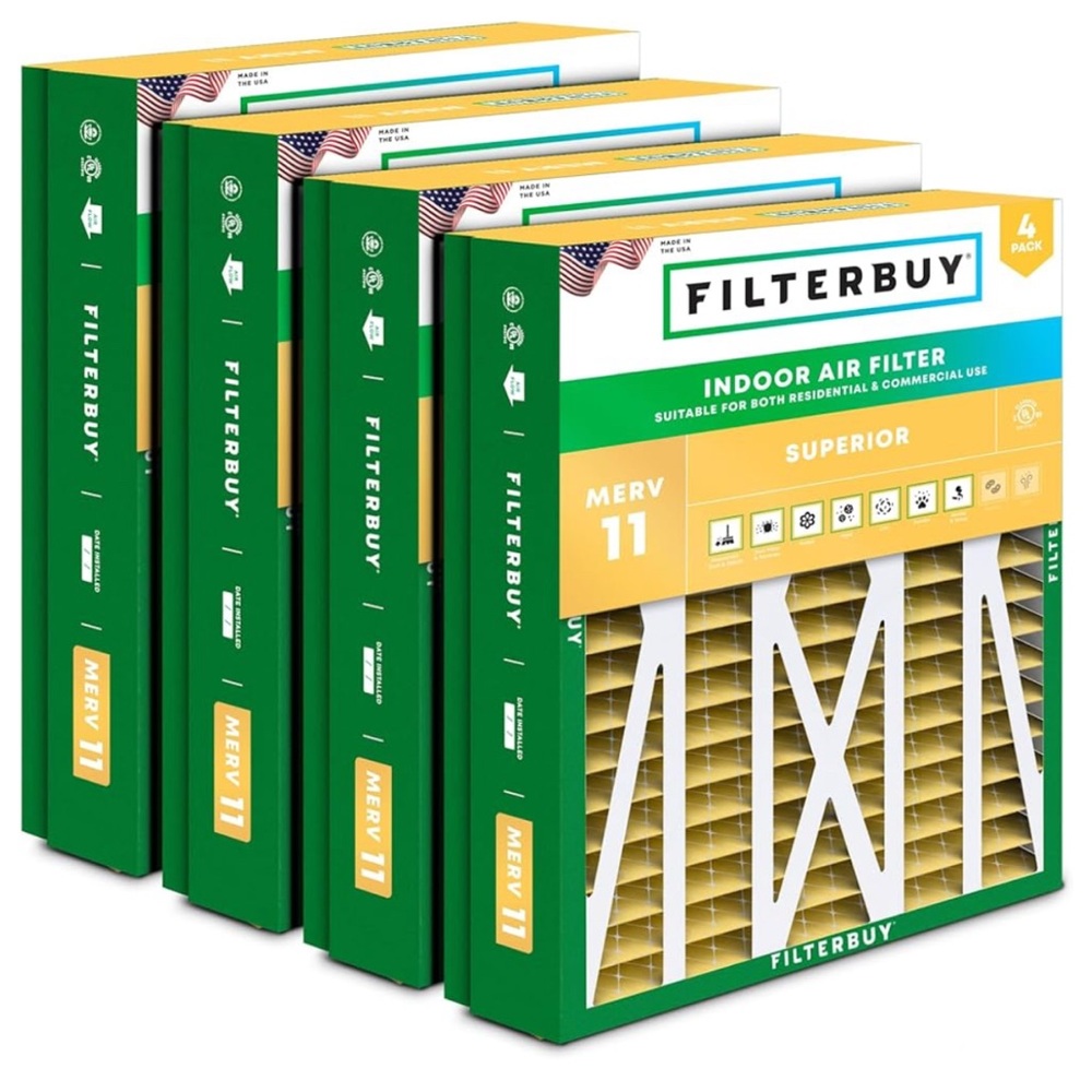 Filterbuy 24.5x27x5 Air Filter MERV 11 Allergen Defense (4-Pack)